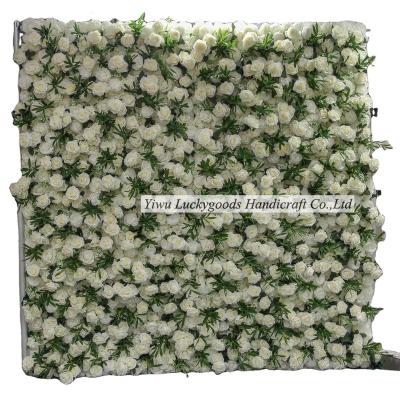 China Luckygoods Silk Floral Decorative Wall LFB1622-greenback Customized Artificial Silk 3D Flower Wall Backdrop Panel Wedding Decoration Artificial Flower Wall for sale