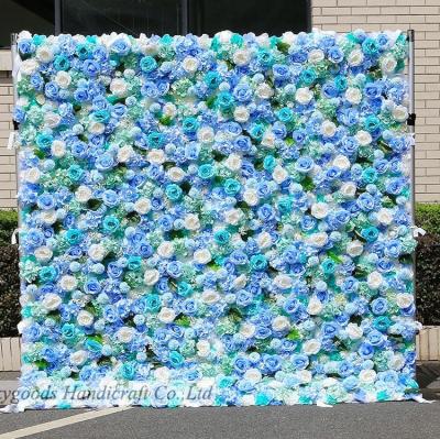 China 1)home decoration 2)event decoration 3)ceremony decoration LFB1858 Customized Wedding Decor 3D Roll Up Flower Walls Panel Backdrop Rose Peony Silk Artificial Flower Wall fabric for the party for sale