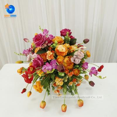 China Wedding Backdrop Luckygoods Artificial Table Centerpiece Rose Kissing Flower Ball For Wedding Layout LFB1974 for sale