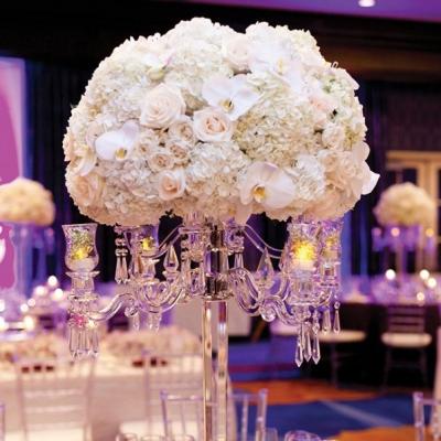 China Artificial Flower For Wedding Hot Sale LFB097 Wedding Table Centerpieces Artificial Flower White Silk Flower Arrangement for sale