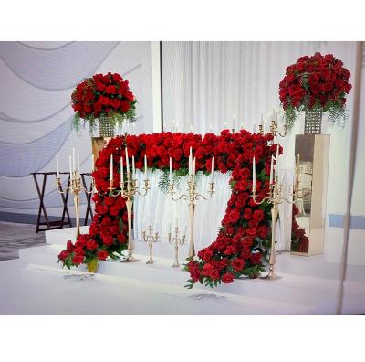 China Flower Decoration For Wedding Luckygoods LFB1935 Red Artificial Flowers Silk Flower Arches Backdrop Events Wedding Decoration for sale