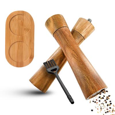 China Amazon Sustainable Hot Selling Customized Wooden Spice Mill Salt and Pepper Mills Set Wholesale Handmade Pepper Grinder for sale