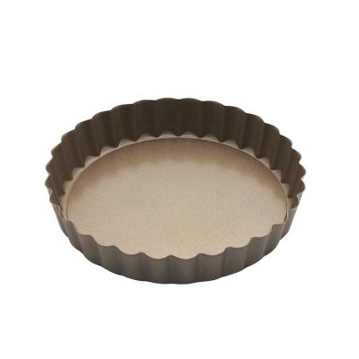 China Durable Non-Stick Coating Black Tart Pan Egg Tart Pan Pizza Baking Pan With Bottom Removable for sale