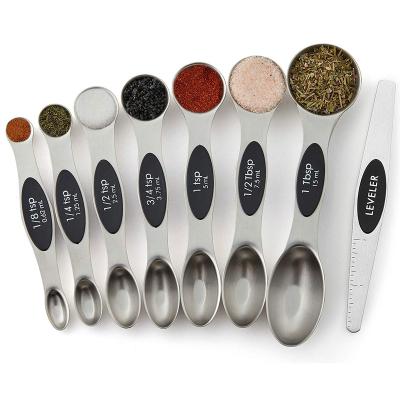 China Viable Stackable Double Sided Tablespoon Stainless Steel Magnetic Kitchen Dozers Set of Teaspoon for sale