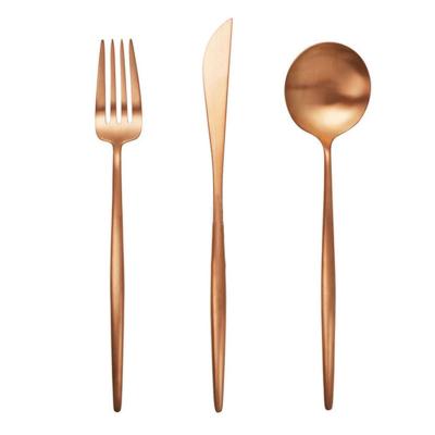 China Sustainable Elegant Design Rosegold Plated Stainless Steel Flatware Set For Restaurant for sale