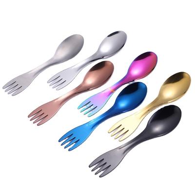 China Sustainable 2in1 304 Stainless Steel Multifunctional Spoon Fork Spork For Camping for sale