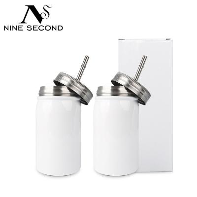 China Viable Classic Double Wall Stainless Steel Mason Jars 16 oz Stainless Steel Stock Mason Jar With Straw In for sale