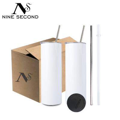 China Viable Wholesale 20oz Ready To Ship 20oz Straight Lean White Glitter Stainless Steel Masks Sublimation Tumblers With Lid And Straw for sale