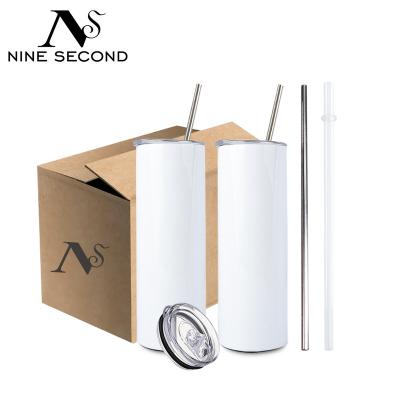 China Sublimation Sublimation Viable Hot Sale Stainless Steel 20 Oz White Straight Lean Tumbler With Straw for sale