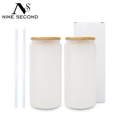 China Viable Empty Sublimation Cola Tumbler Shaped Empty Glass Jar Shape 16oz Beer Soda Can For Canning for sale