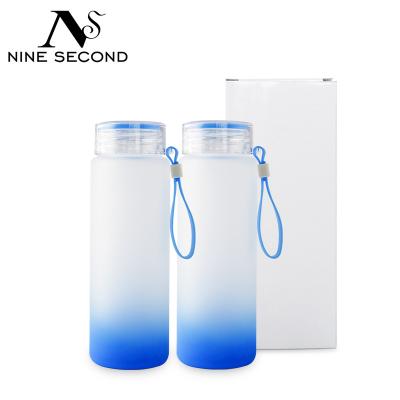 China 2021 Viable Wholesale Hot Selling 500ml Sublimation White Frosted Color Drinkware Matte Glass Water Bottle for sale