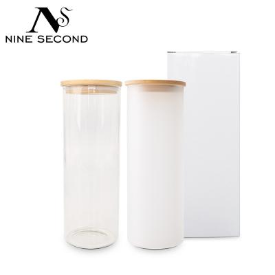 China Viable USA Warehouse Hot Selling Custom Tumblers 12/16oz Sublimation Matte Cola Coffee Mug Beer Clear Can Glass Tumbler for sale