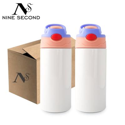 China Wholesale 350MI Stainless Steel Kids Flip Top Straight Sublimation Blank Stocked Insulated White Water Bottles For Sublimation for sale