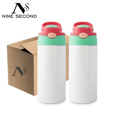 China USA Stocked 12oz Sublimation Children Flip Top Tumblers Kids Baby Skinny Upright Water Bottle for sale