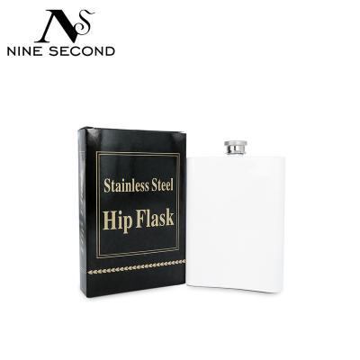 China Sublimation 8oz Sublimation Banks Hip Flask Stainless Steel Double Wall DIY Viable White Hip Flasks for sale