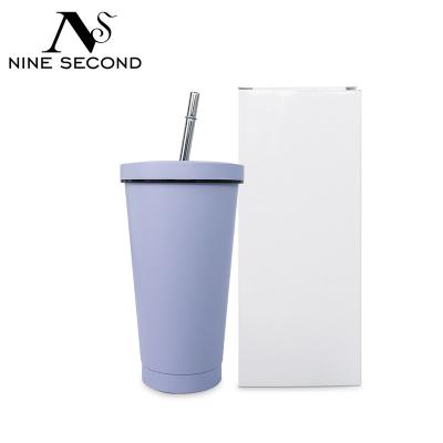 China Sustainable Sublimation Masks 17oz Skinny Straight Lean Tumblers Double Wall Coffee Mug With Straw for sale