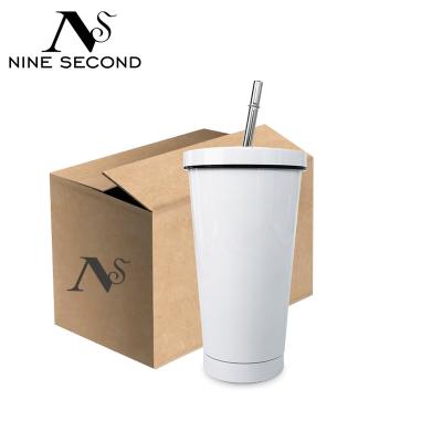 China Wholesale Custom Reusable Insulated Viable Straw Vacuum Coffee Travel Mug Sublimation Stainless Steel Anti Puddle With Clear Lid for sale