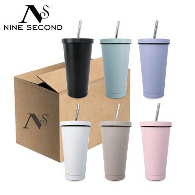 China 20oz Sublimation Blank Tumbler Mug Stainless Steel Viable Lean Straight Vacuum Insulated Coffee Tumbler Mug With Loose Straw for sale