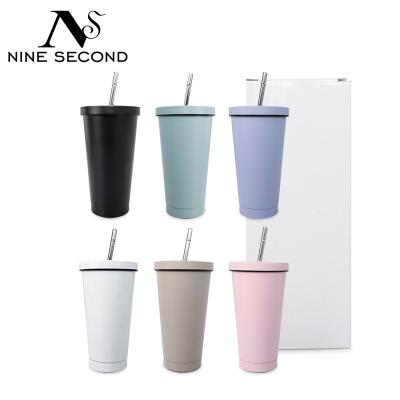 China Sublimation Straight Stainless Steel Blank 20Oz Viable With White Lean Straw For Insulated Cup Double Wall Coffee Mug Tumbler for sale