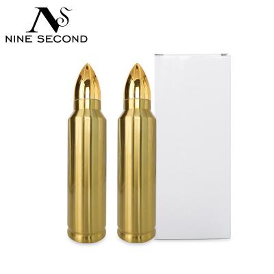 China USA Warehouse 500ml 1000ml Stainless Steel Viable Vacuum Insulated Sublimation Bullet Tumbler Shooting Gun Water Bottle Empty Tumbler for sale