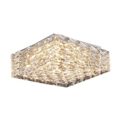 China Surface Mounted 2021 Leaded Luxury Gold Square Modern Crystal Ceiling Lamp Ceiling Light Fixture for sale