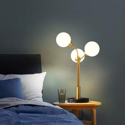 China American Modern Brass Simple Nordic Simple Modern Table Lamp Living Room Bedroom Glass Ball Table Lamp Marble for sale