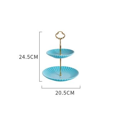 China Sustainable Customized Round 2 Tier Cake Round Ceramic Glazing Rack Set For Party Household for sale