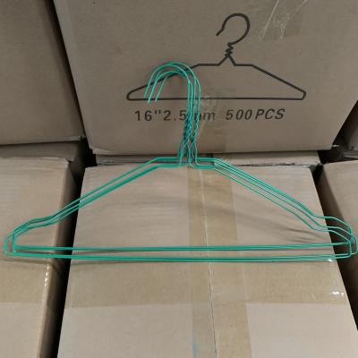 China Shirt / Suit Green Steel Wire Hangers 20.5cm Height Carbon Steel Material for sale