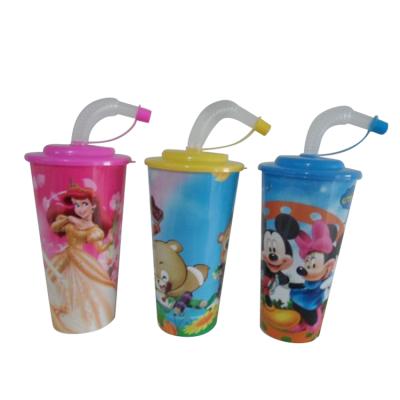 China Cheap Sustainable 300ml Straw Plastic Cup Customized Wholesale Plastic 3D Cup for sale