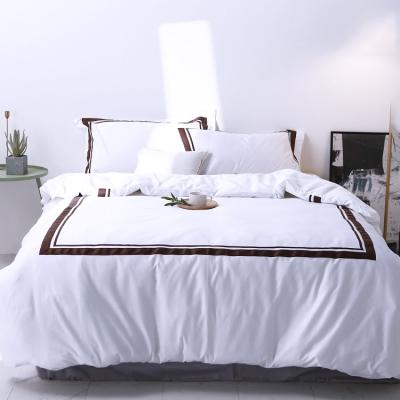 China Nondisposable Wholesale Custom Made White Hotel Quality Embroidery Bedding Set Duvet Cover Sheet Sets for sale