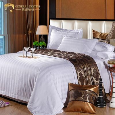 China White Stripe 40s 240tc Hotel Nondisposable 100% Cotton Sateen Linen Bedding Sets for sale