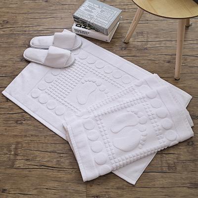 China Sustainable Wholesale Custom Thick 100% Cotton Terry Hotel Hotel Bath Mat Foot Towel for sale