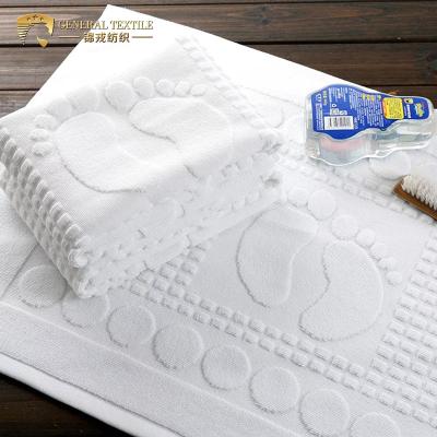 China Sustainable Non Skid Highly Absorbent Cotton Jacquard Foam Bath Floor Mat for sale