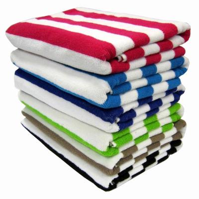 China Exceptional Absorbency 100% Cotton Colored Striped Yarn Dyed Beach Towels Striped Bath Towels Hotel Pool Towels for sale