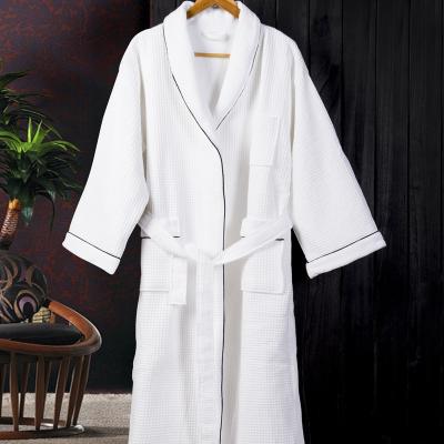 China Breathable Five Star Hotel Cotton Shawl Collar Adults Turkish Waffle Bathrobe for sale