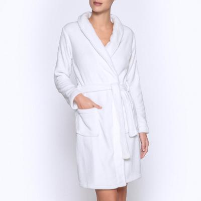 China Breathable Customize Shawl Collar 100% White Cotton Velvet Hotel Bathrobe For Women Bathrobe for sale