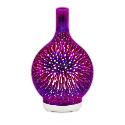 China Household 100ML New 3D Lamp Space Air Humidifier USB Personal Aroma Oil Diffuser 2022 Mini Glass Fragrance Diffuser LED Firework Light for sale