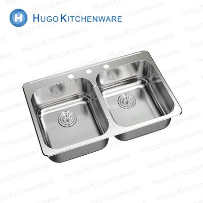 China Without Faucet Customized Stainless Steel Height Double Bowl Kitchen Sink Deep Portable Sink Hand Wash With Hot Water for sale