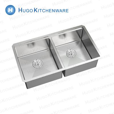 China Without Faucet Machine Welding Water Basin Bowl Kitchen Sink Double Size Easy Clean Customized Stainless Steel Farmhouse Sink for sale