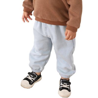 China 2021 Hip Hop Winter Children Plus Velvet Solid Color Thick Woven Pants, Winter Loose Casual Elastic Pants Trousers for sale