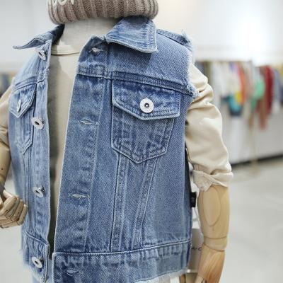 China Hip Hop Children's Denim Vest Vest Autumn And Winter Models For Men's And Women's Baby Vest Outer Wear Fashionable Children's Clothing for sale