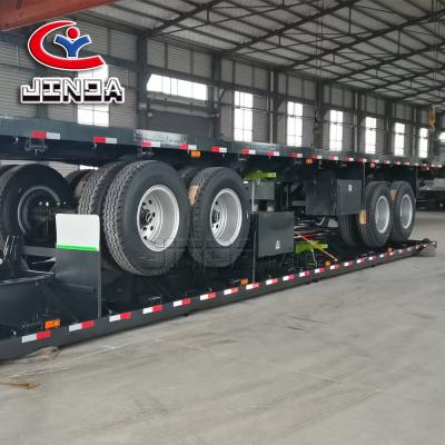 China Jinda Direct Supplier Hot Sale 3Axles 40FT 60Tons Truck Trailer 80 Tons Container Flatbed Trailer For Sale for sale