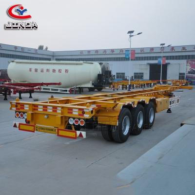 China Jinda Factory High Quality 40FT Skeleton Trailer Truck Skeleton Semi Trailer Chassis Tri Axle Skeleton Trailer for sale