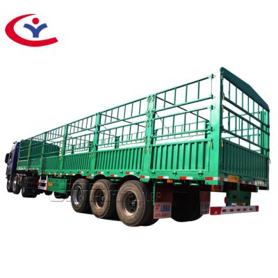 China Truck Trailer JINDA Factory 3 Axles Fence Trailer 50T Stake Animal Transport Stainless Steel Barrier Semi Trailer For Sale for sale