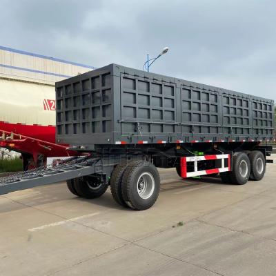 China Small Full Trailer 15-20T Car Trailer Manufacturer 3 Axle Side Wall Truck Trailer Small Loading Cargo Full Trailer 2 Axle Car Trailer for sale