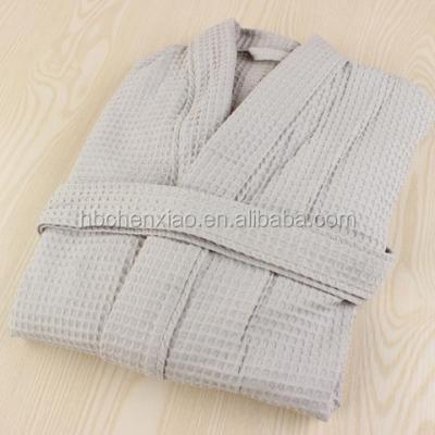 China Breathable cotton embroidered waffle robe and waffle bathrobe for couples shawl / kinomo style robe for sale