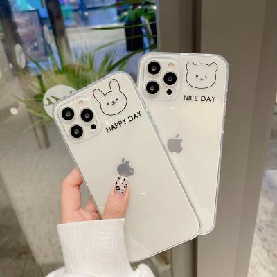 China Creative Cute Anti-fall Pattern Phone Case TPU Side Cute Cartoon Couples Cell Phone Case For Iphone for sale