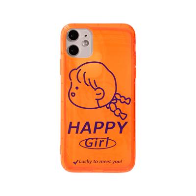 China Anti-drop For Iphone 12 Transparent Cool Fluorescent Green Orange Couple Phone Cases For Iphone for sale