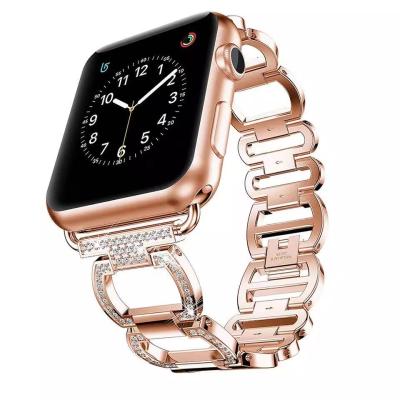 China Luxury Luxury Se 6 Diamond Band 44mm 42mm Iwatch Bracelet For Apple Watch Metal Strap Stainless Buckle 5 4 3 2 for sale