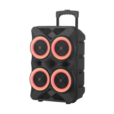 China Guangzhou LED Flashing Light Power Good 6.5 Inch Karaoke Wireless Speaker Portable Cart Speakers With Circle Light For Outdoor Use for sale